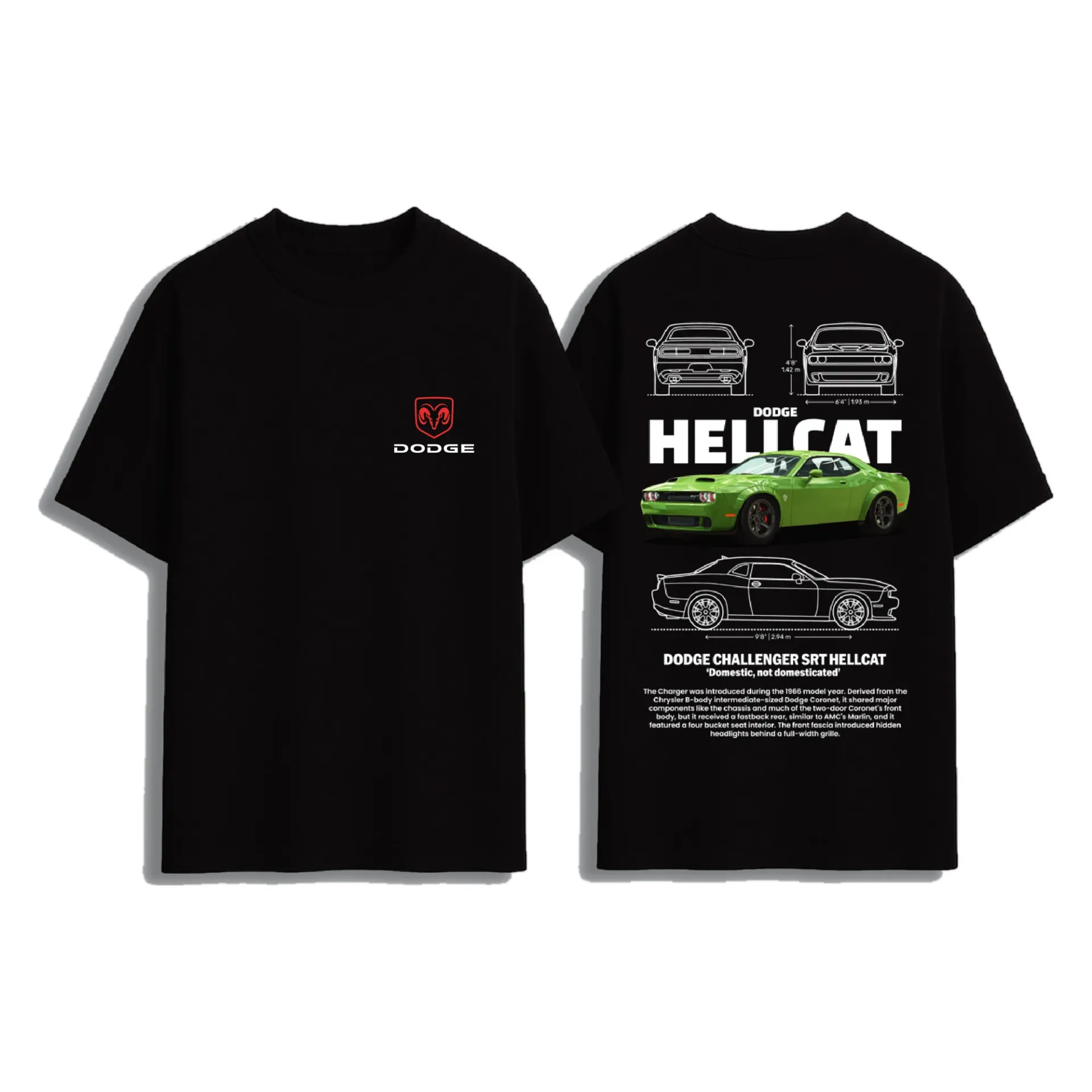 Venom Green oversized back-print tee, front and back