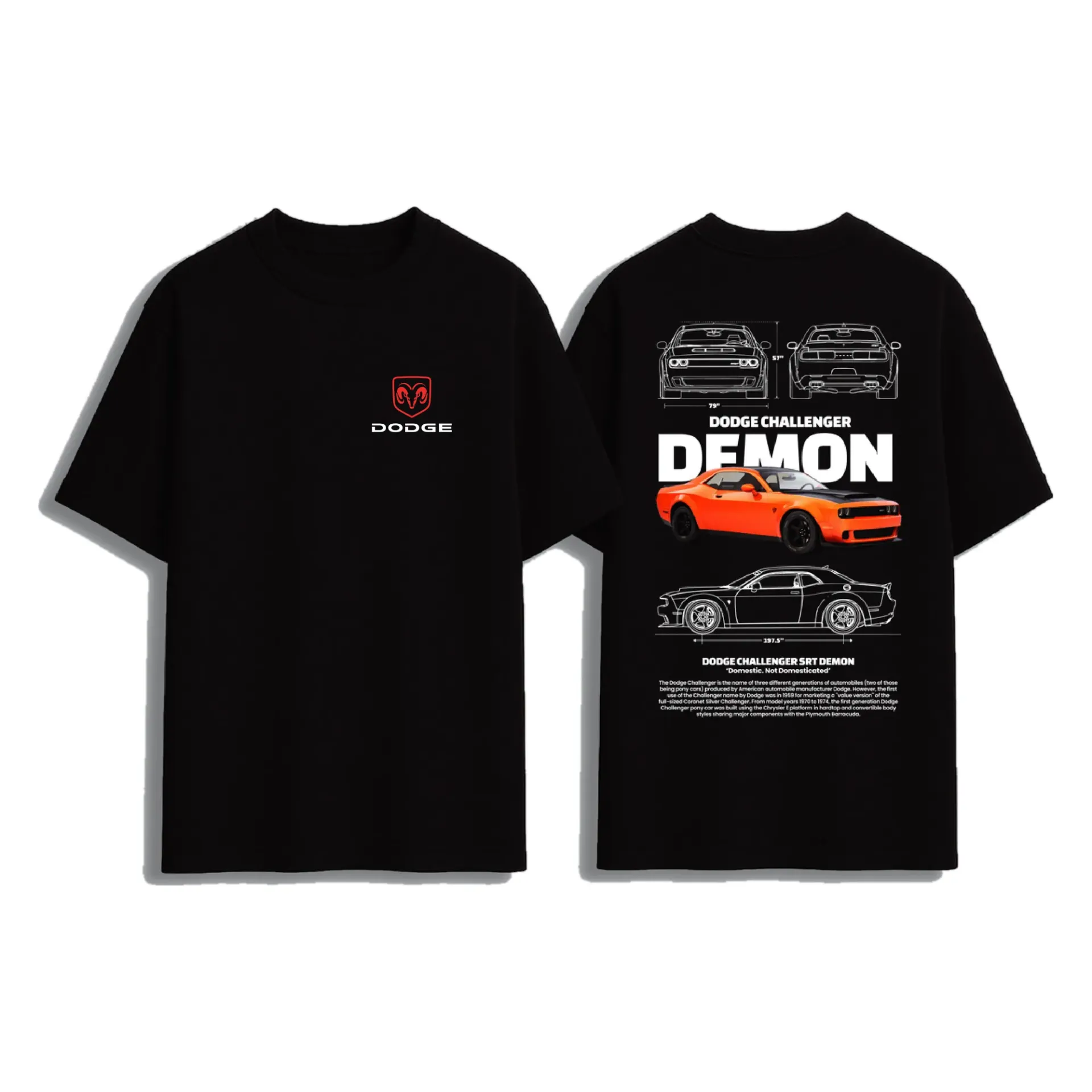 Blacktop Orange oversized back-print tee, front and back